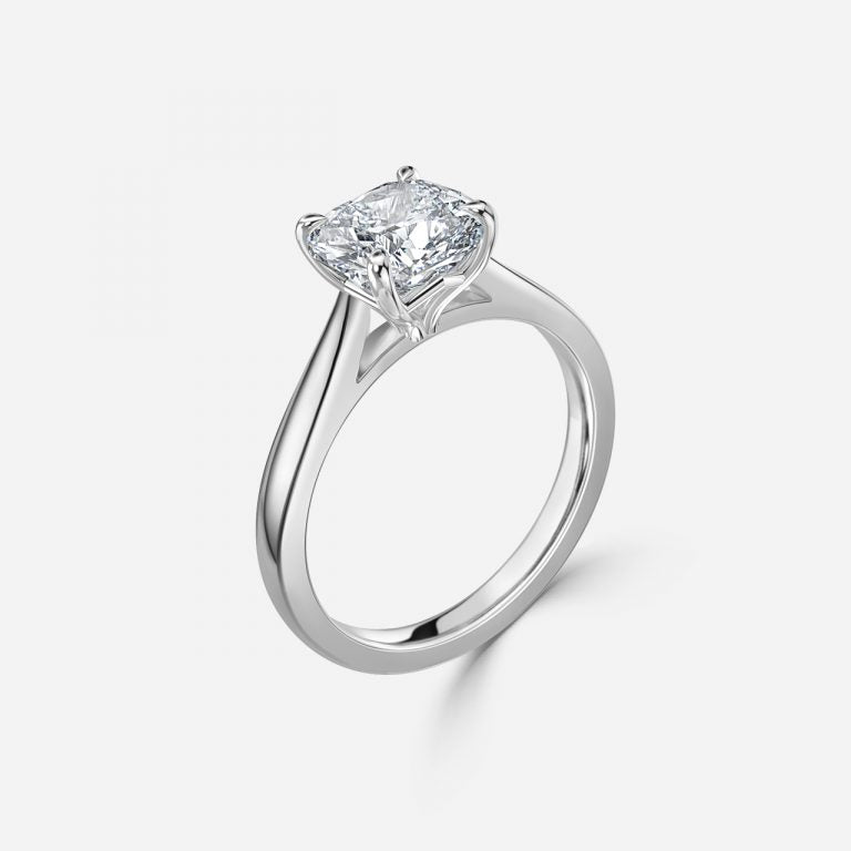 Peony Cushion Solitaire Moissanite Engagement Ring