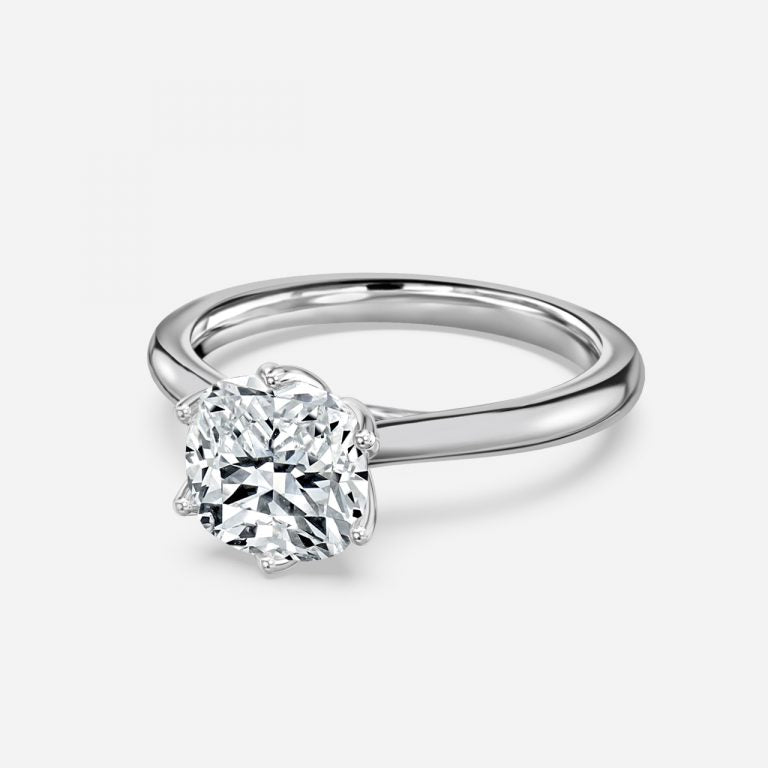 Raquel Cushion Solitaire Moissanite Engagement Ring