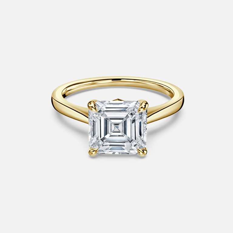 Peony Asscher Solitaire Moissanite Engagement Ring