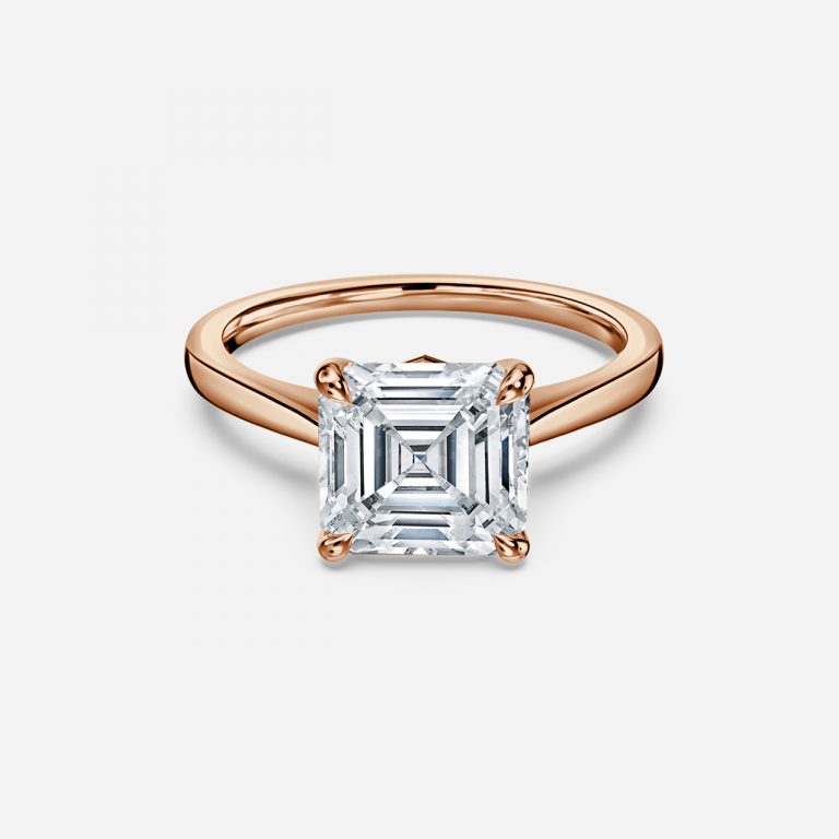 Peony Asscher Solitaire Moissanite Engagement Ring