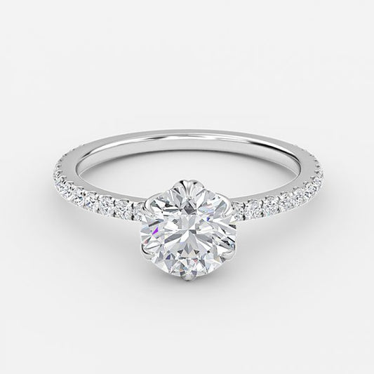 Intan Round Dainty Moissanite Engagement Ring