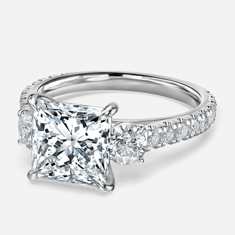 Oriana Princess Three Stone Moissanite Engagement Ring