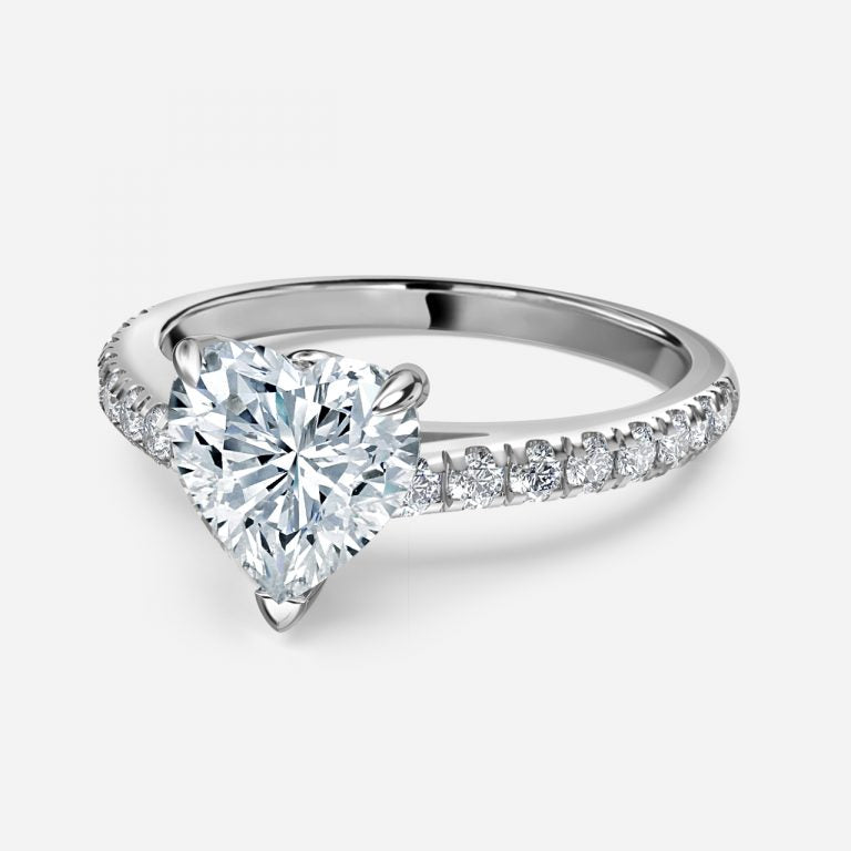 Aveline Heart Diamond Band Moissanite Engagement Ring