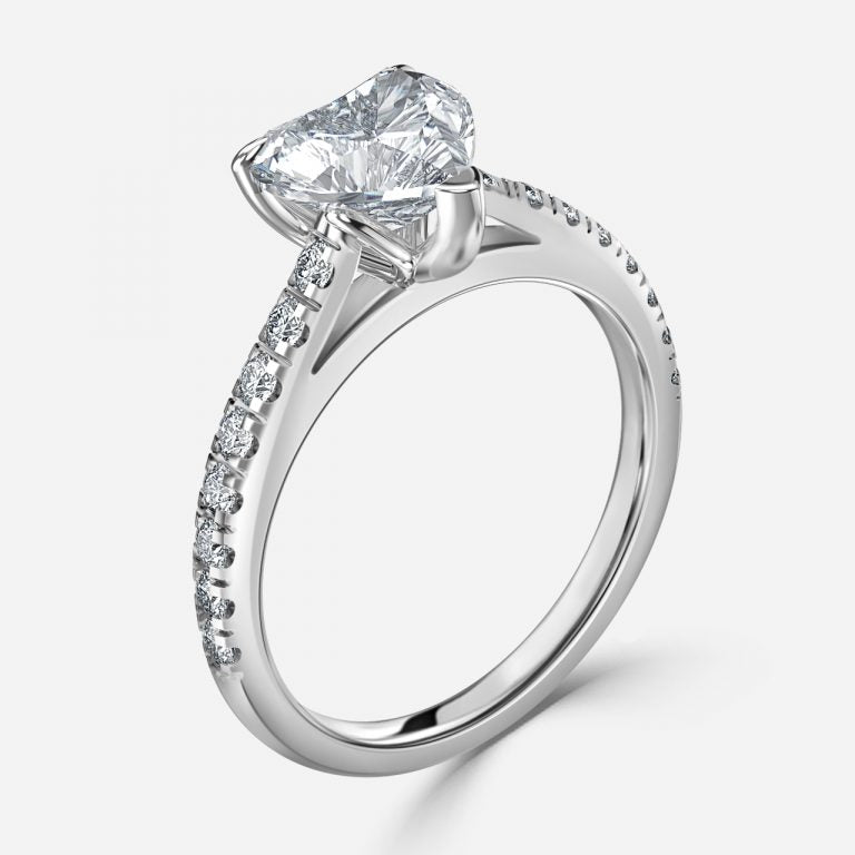 Aveline Heart Diamond Band Moissanite Engagement Ring