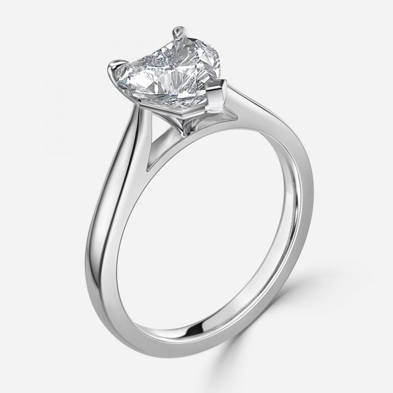 Peony Heart Solitaire Engagement Ring