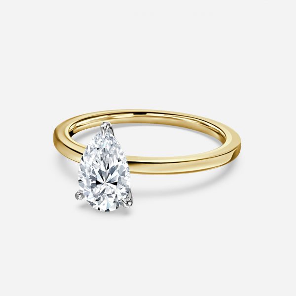 Kalista Pear Two Tone Solitaire Moissanite Engagement Ring