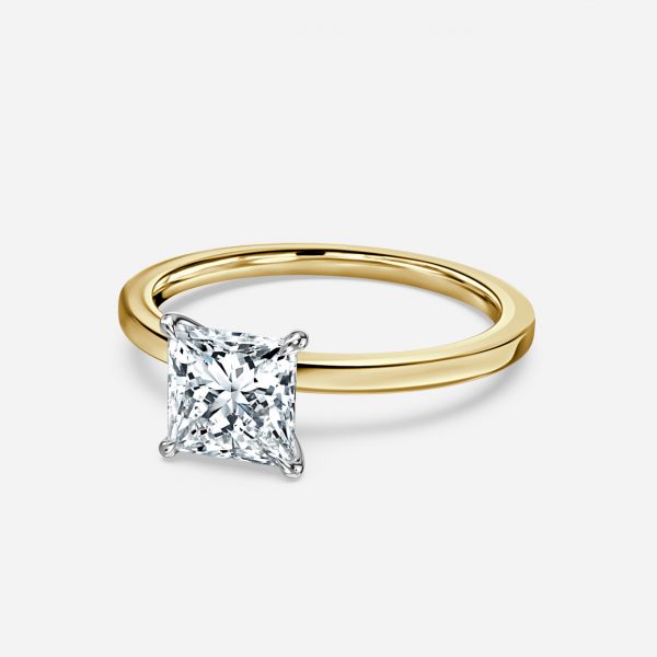 Kalista Princess Two Tone Solitaire Moissanite Engagement Ring