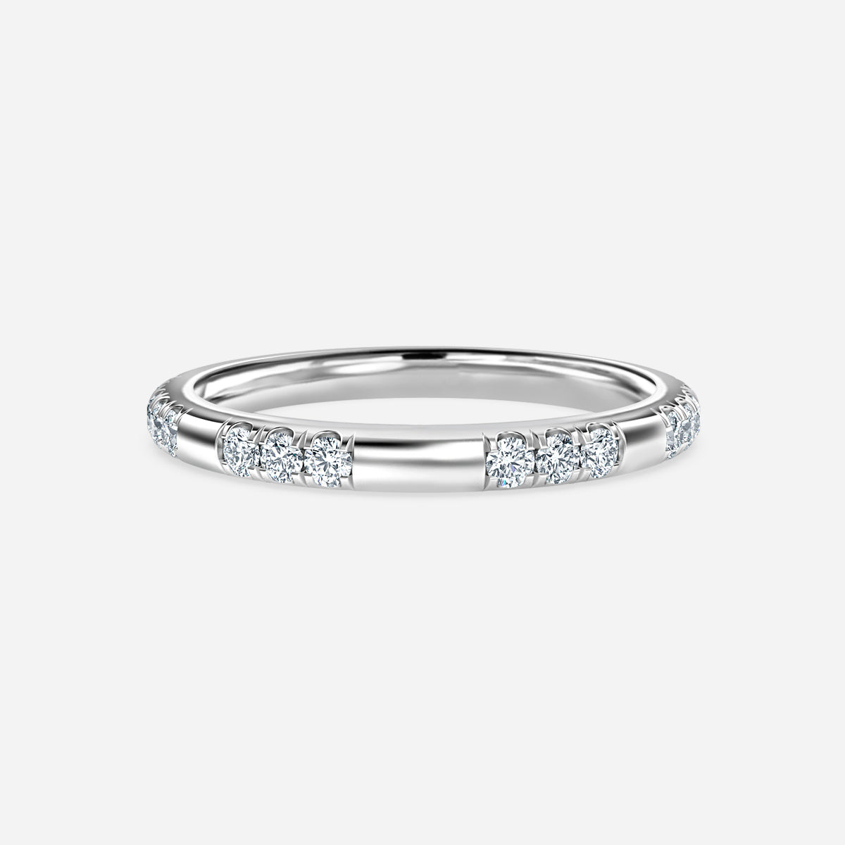 Round Moissnaite Pave Wedding Ring