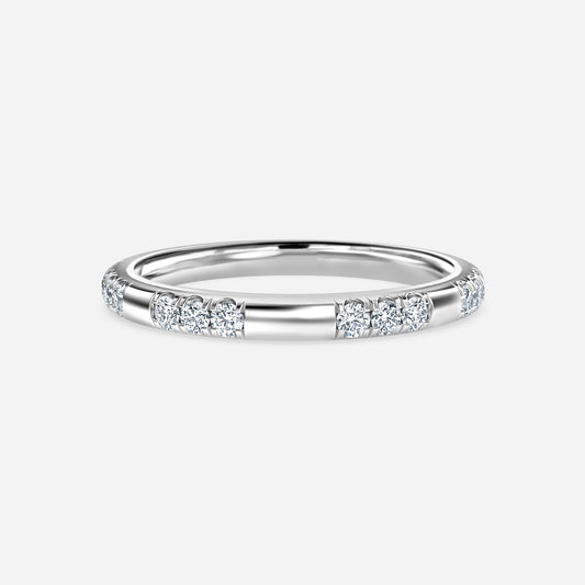 Round Moissnaite Pave Wedding Ring