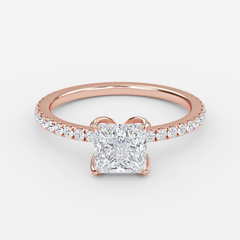 Tamara Princess Diamond Band Moissanite Engagement Ring