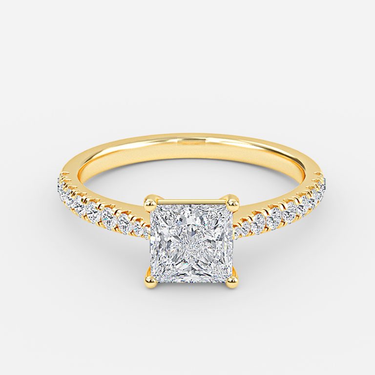 Bellamy Princess Diamond Band Moissanite Engagement Ring