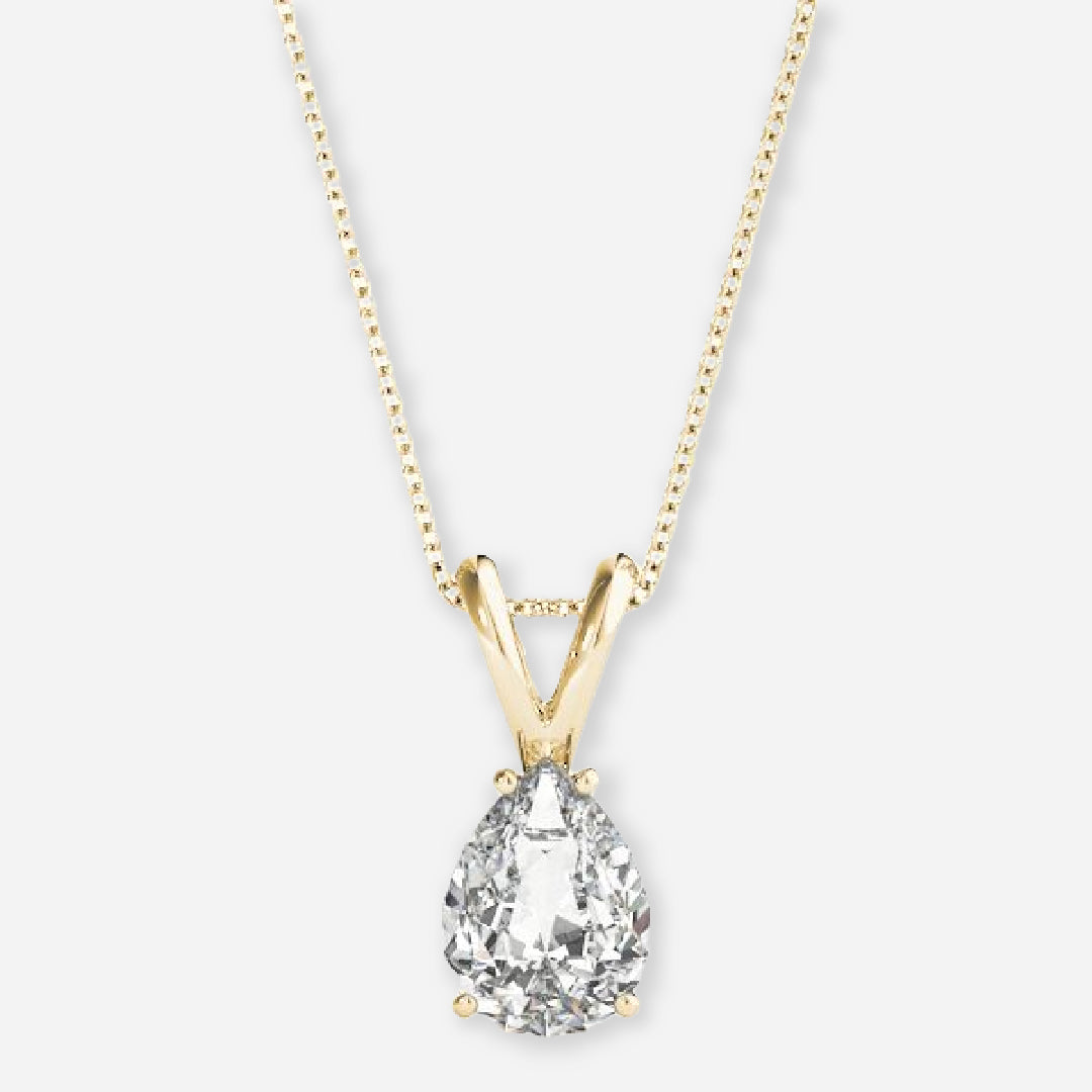 Pear Cut Four Prong Solitaire Pendant