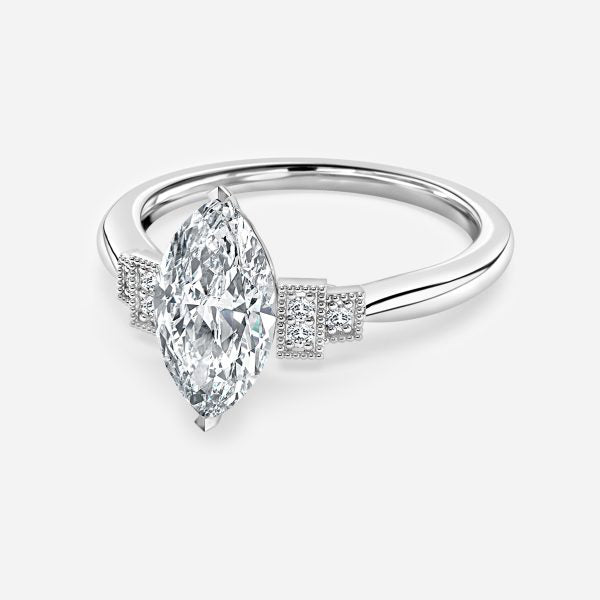 Isley Marquise Three Stone Moissanite Engagement Ring