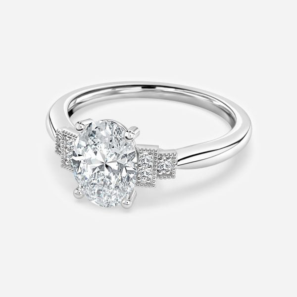 Isley Oval Three Stone Moissanite Engagement Ring