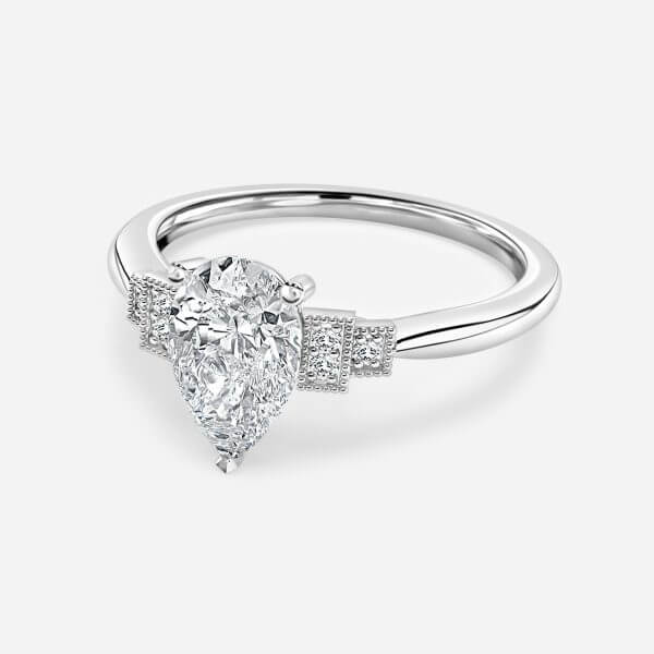 Isley Pear Three Stone Moissanite Engagement Ring