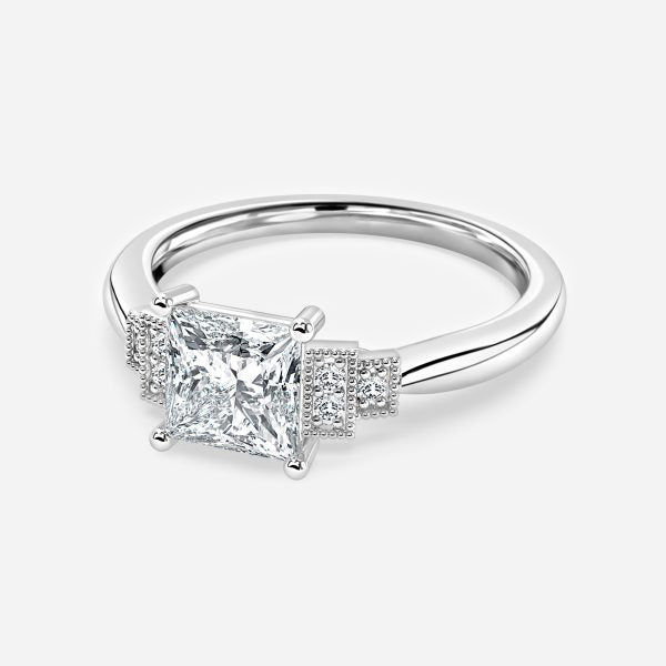 Isley Princess Three Stone Moissanite Engagement Ring