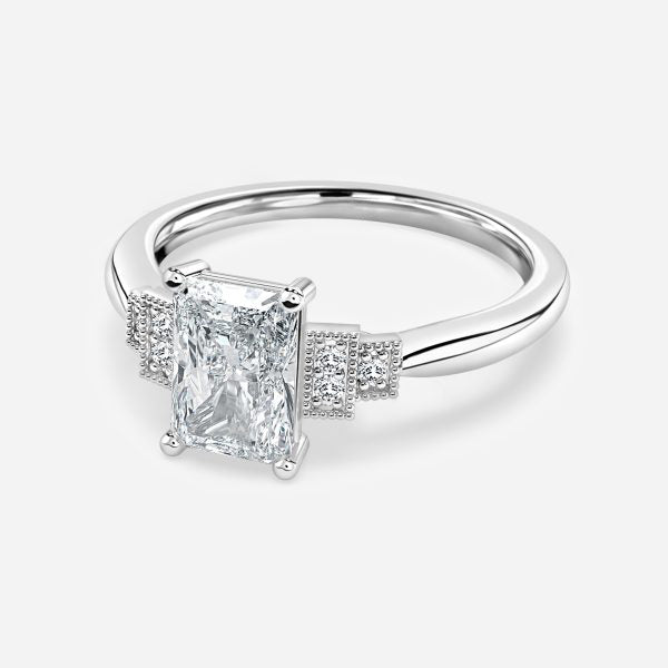 Isley Radiant Three Stone Moissanite Engagement Ring