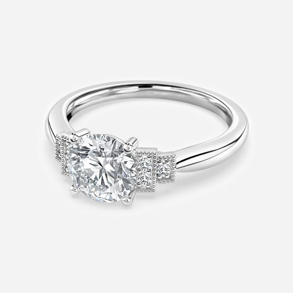 Isley Round Three Stone Moissanite Engagement Ring