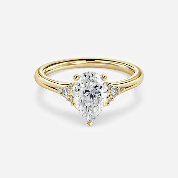 Aurelia Pear Three Stone Moissanite Engagement Ring