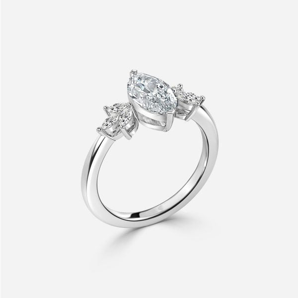 Anong Marquise Three Stone Moissanite Engagement Ring