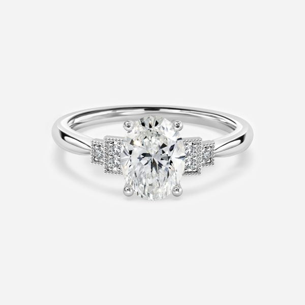 Isley Oval Three Stone Moissanite Engagement Ring