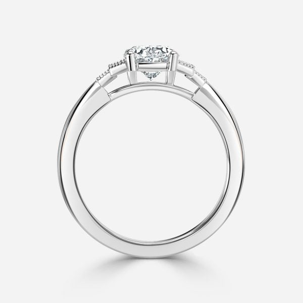 Isley Oval Three Stone Moissanite Engagement Ring