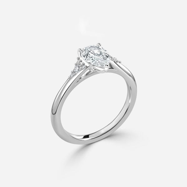 Aurelia Pear Three Stone Moissanite Engagement Ring