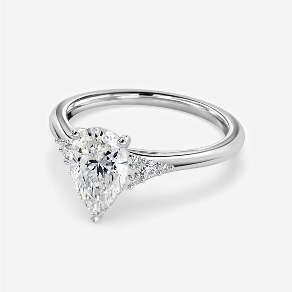 Aurelia Pear Three Stone Moissanite Engagement Ring