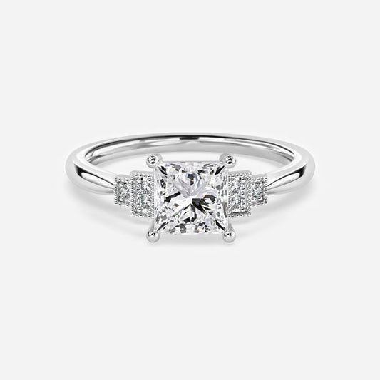 Isley Princess Three Stone Moissanite Engagement Ring