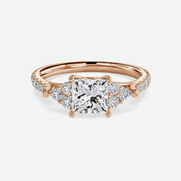 Galatea Princess Three Stone Moissanite Engagement Ring