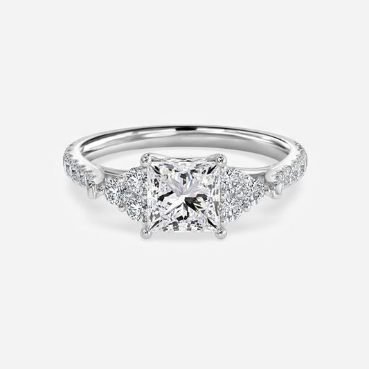 Galatea Princess Three Stone Moissanite Engagement Ring