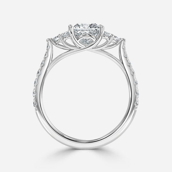 Galatea Princess Three Stone Moissanite Engagement Ring