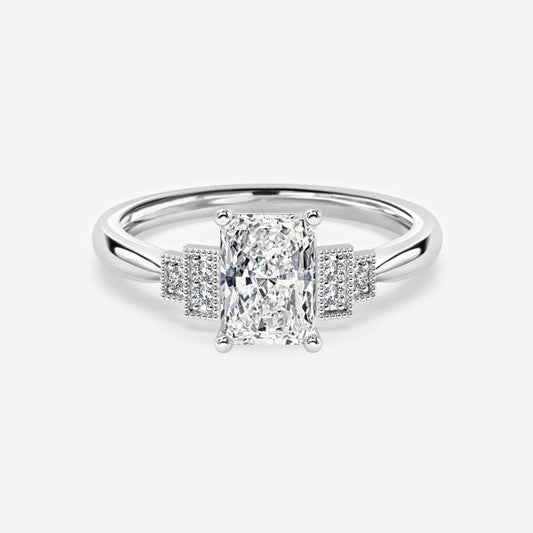 Isley Radiant Three Stone Moissanite Engagement Ring