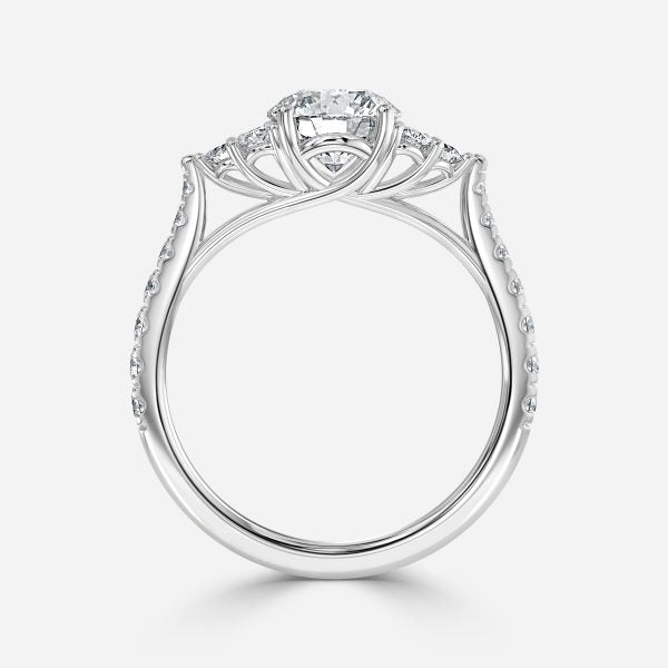 Galatea Round Three Stone Moissanite Engagement Ring