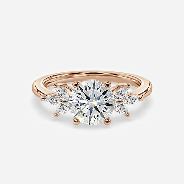 Anong Round Three Stone Moissanite Engagement Ring