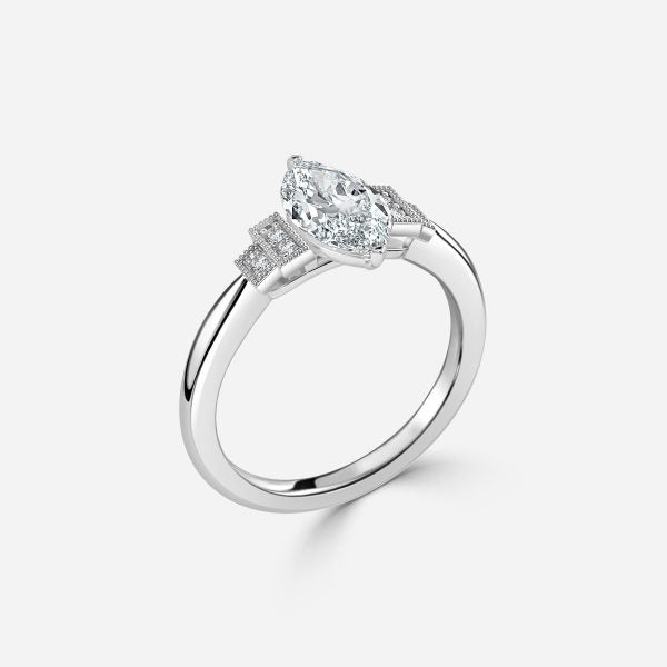 Isley Marquise Three Stone Moissanite Engagement Ring