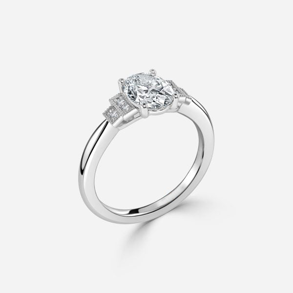 Isley Oval Three Stone Moissanite Engagement Ring