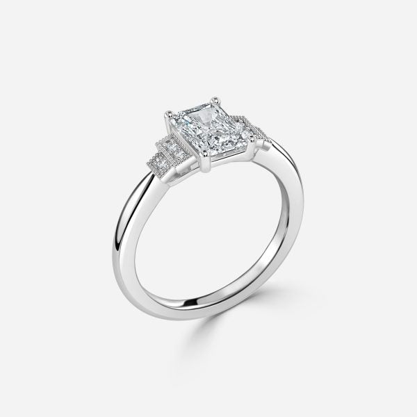 Isley Radiant Three Stone Moissanite Engagement Ring