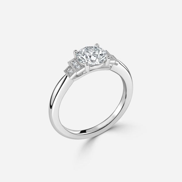 Isley Round Three Stone Moissanite Engagement Ring