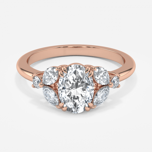 Zephyr Oval Three Stone Moissanite Engagement Ring