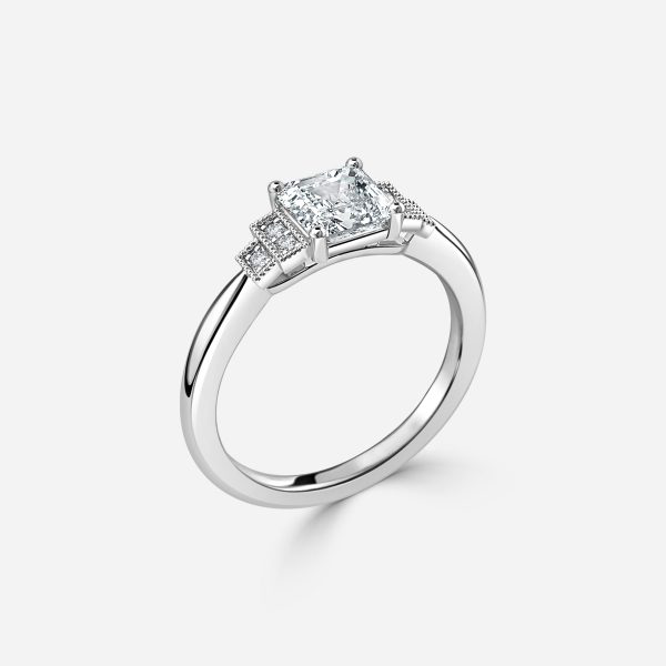 Isley Asscher Three Stone Moissanite Engagement Ring