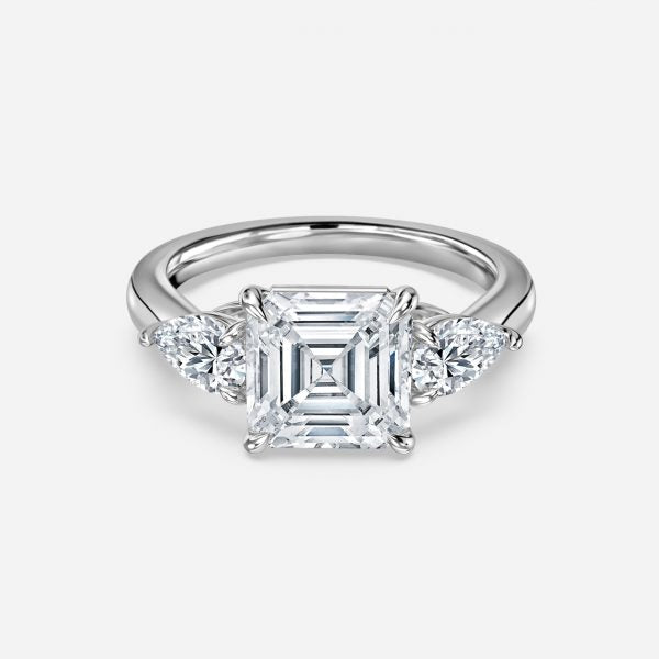 Tierney Asscher Three Stone Moissanite Engagement Ring