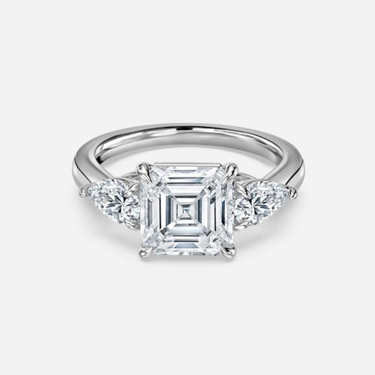 Tierney Asscher Three Stone Moissanite Engagement Ring