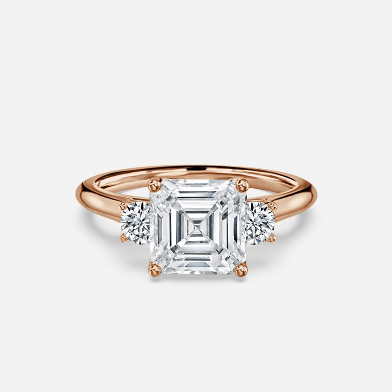 Myra Asscher Three Stone Moissanite Engagement Ring