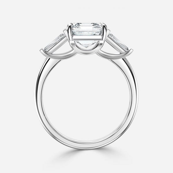 Jara Asscher Three Stone Moissanite Engagement Ring