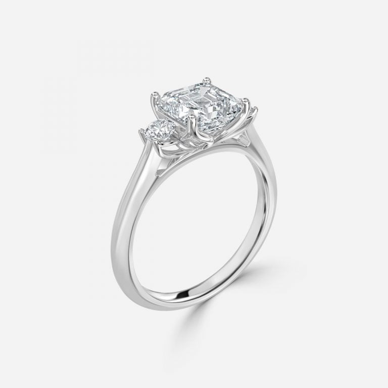 Myra Asscher Three Stone Moissanite Engagement Ring