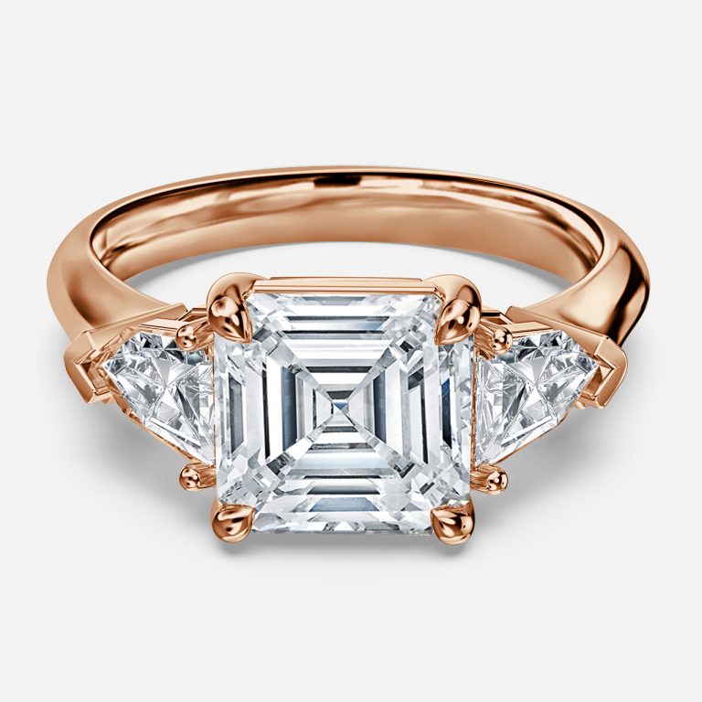 Eri Asscher Three Stone Moissanite Engagement Ring