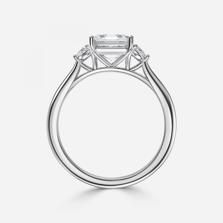 Kiara Asscher Three Stone Moissanite Engagement Ring