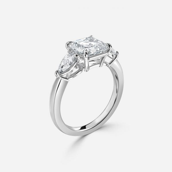 Tierney Asscher Three Stone Moissanite Engagement Ring