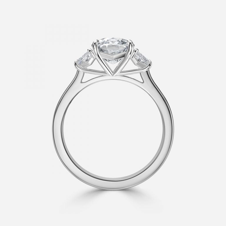 Rain Cushion Three Stone Moissanite Engagement Ring